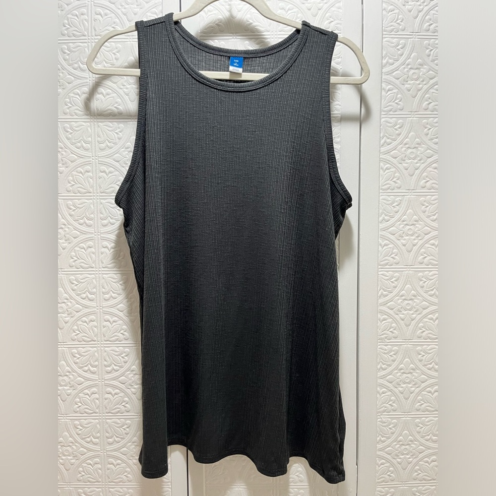 Old Navy Luxe Rib-Knit Swing Tank Top, Grey ~ Size L Tall